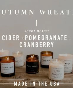Sweet Water Decor Autumn Wreath Soy Candle - White Jar - 11 Oz CANDLES + REEDS