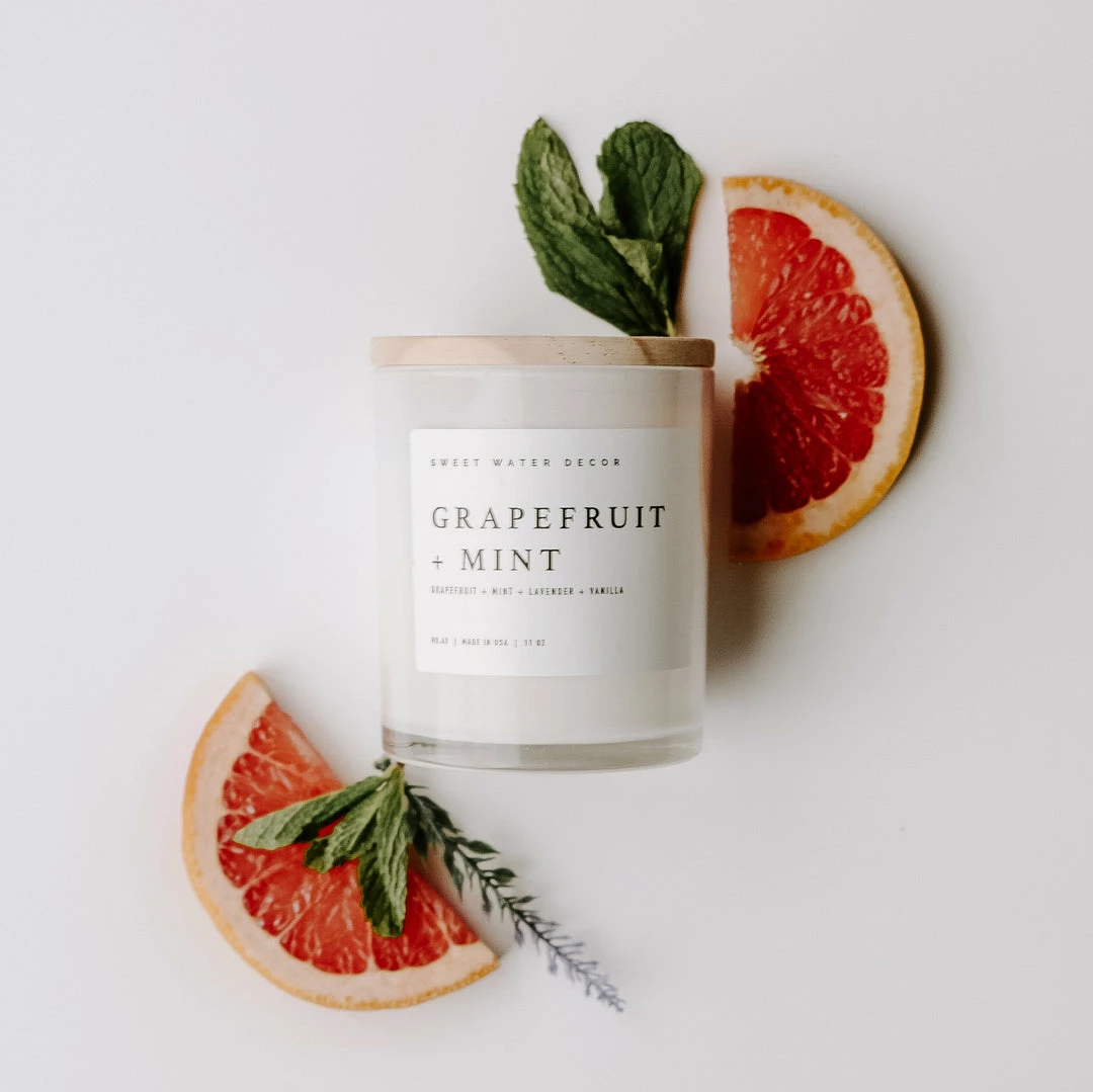 Promo π Sweet Water Decor Grapefruit And Mint Soy Candle - White Jar - 11 Oz π 6 Sweet Water Decor Grapefruit And Mint Soy Candle - White Jar - 11 Oz