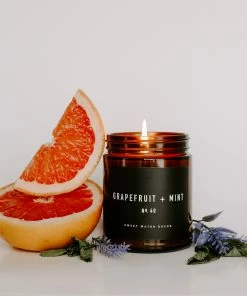 Sweet Water Decor Grapefruit And Mint Soy Candle - Amber Jar - 9 Oz