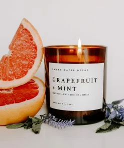 Sweet Water Decor Grapefruit And Mint Soy Candle - Amber Jar - 11 Oz
