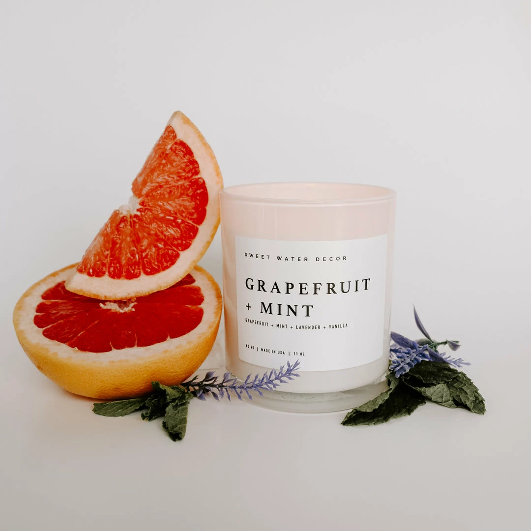 Promo π Sweet Water Decor Grapefruit And Mint Soy Candle - White Jar - 11 Oz π 3 Sweet Water Decor Grapefruit And Mint Soy Candle - White Jar - 11 Oz