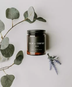 Sweet Water Decor CANDLES + REEDS Calm And Comfort Soy Candle - Amber Jar - 9 Oz