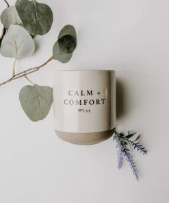 Sweet Water Decor Calm And Comfort Soy Candle - Cream Stoneware Jar - 12 Oz