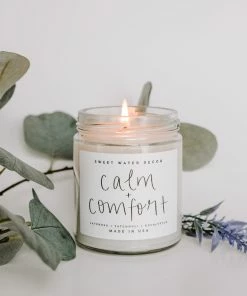 Sweet Water Decor CANDLES + REEDS Calm And Comfort Soy Candle - Clear Jar - 9 Oz