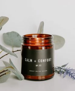 Sweet Water Decor CANDLES + REEDS Calm And Comfort Soy Candle - Amber Jar - 9 Oz