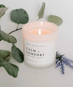Sweet Water Decor Calm And Comfort Soy Candle - White Jar - 11 Oz CANDLES + REEDS