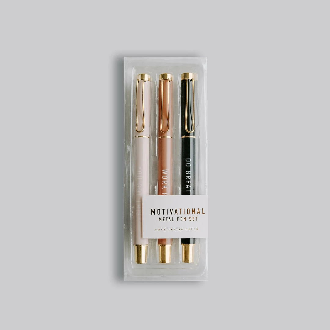 Best Sale π Sweet Water Decor STATIONERY Motivational Metal Pen Set - Neutrals β¨ 6 Sweet Water Decor STATIONERY Motivational Metal Pen Set - Neutrals