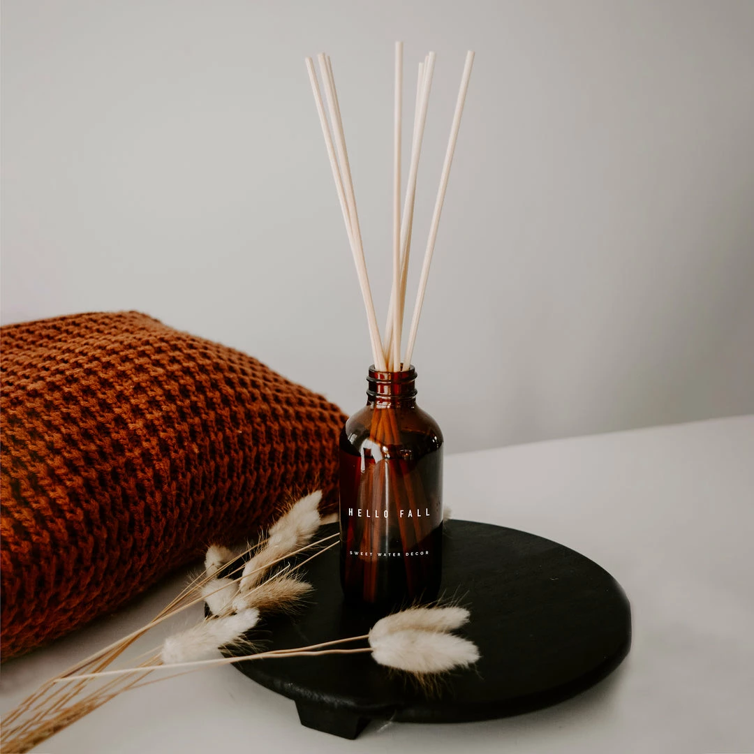 Brand new βοΈ Sweet Water Decor Hello Fall Amber Reed Diffuser π― 2 Sweet Water Decor Hello Fall Amber Reed Diffuser