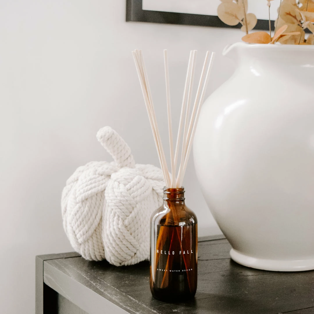 Brand new βοΈ Sweet Water Decor Hello Fall Amber Reed Diffuser π― 4 Sweet Water Decor Hello Fall Amber Reed Diffuser