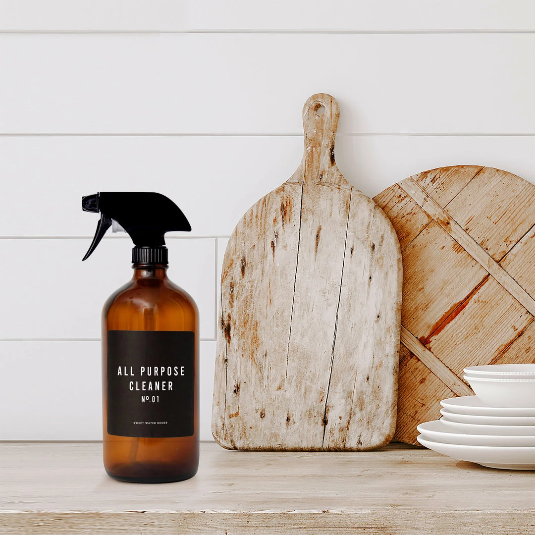 Best reviews of π Sweet Water Decor SPRAY BOTTLES 16oz Amber Glass All Purpose Cleaner Spray Bottle - Black Label π 3 Sweet Water Decor SPRAY BOTTLES 16oz Amber Glass All Purpose Cleaner Spray Bottle - Black Label