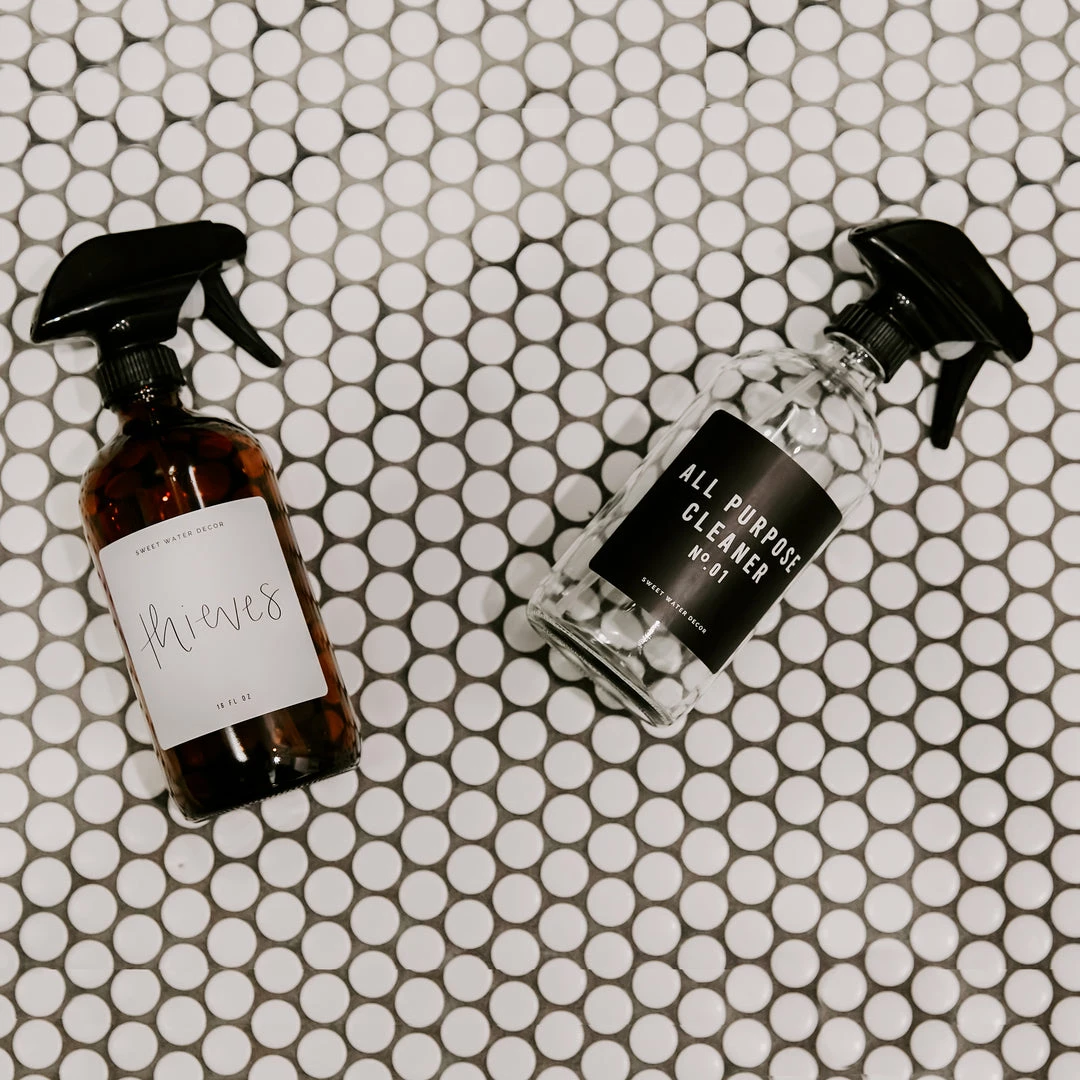 Cheap π Sweet Water Decor 16oz Clear Glass All Purpose Cleaner Spray Bottle - Black Label SPRAY BOTTLES π₯ 3 Sweet Water Decor 16oz Clear Glass All Purpose Cleaner Spray Bottle - Black Label SPRAY BOTTLES