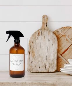 Sweet Water Decor SPRAY BOTTLES 16oz Amber Glass All Purpose Cleaner Spray Bottle - White Label