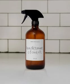 Sweet Water Decor 16oz Amber Glass Bathroom Cleaner Spray Bottle - White Label