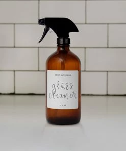 Sweet Water Decor 16oz Amber Glass Glass Cleaner Spray Bottle - White Label SPRAY BOTTLES