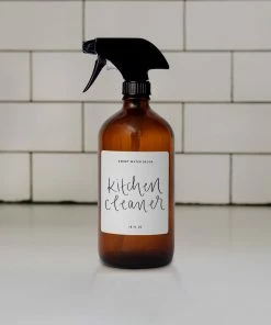Sweet Water Decor 16oz Amber Glass Kitchen Cleaner Spray Bottle - White Label