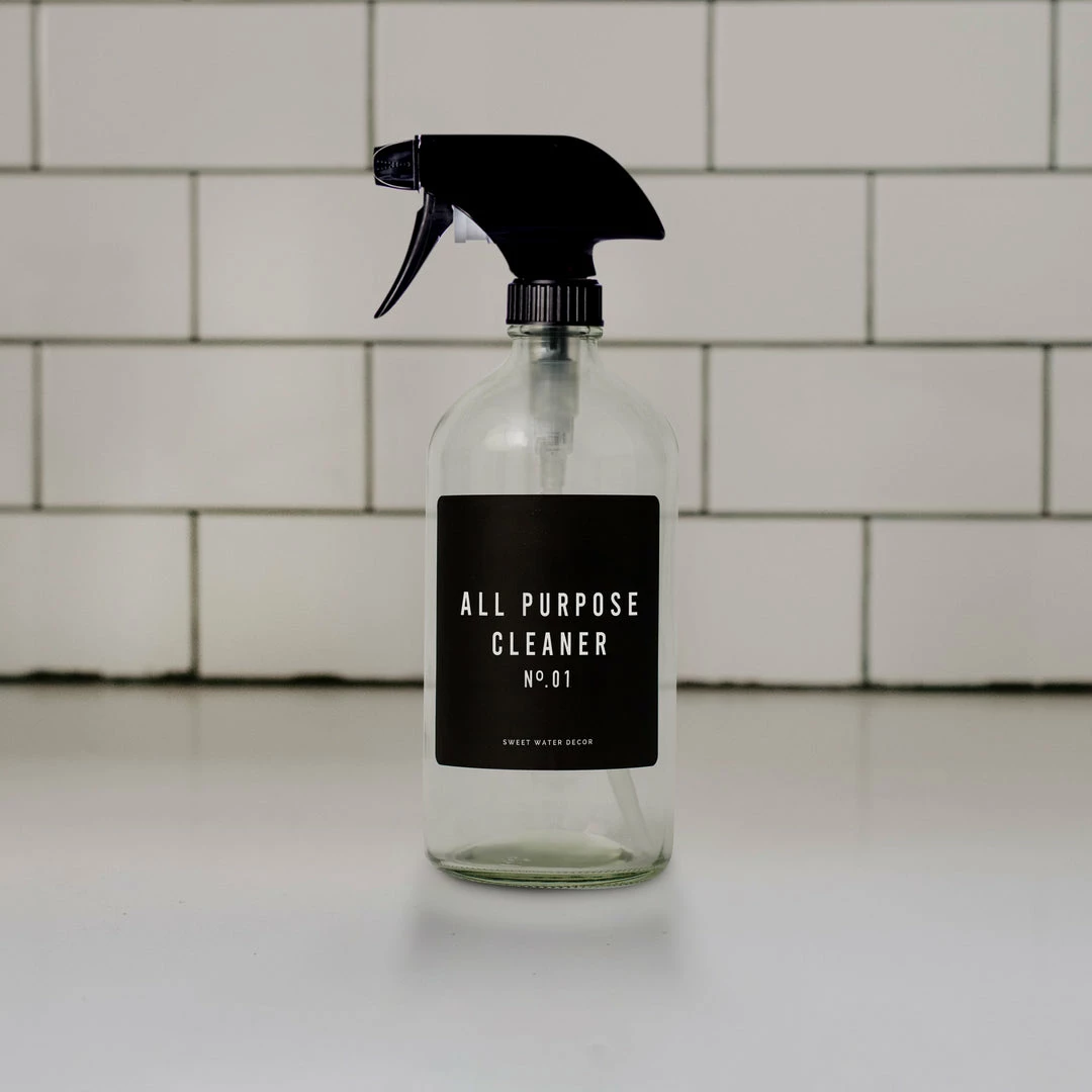 Cheap π Sweet Water Decor 16oz Clear Glass All Purpose Cleaner Spray Bottle - Black Label SPRAY BOTTLES π₯ 4 Sweet Water Decor 16oz Clear Glass All Purpose Cleaner Spray Bottle - Black Label SPRAY BOTTLES
