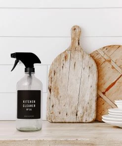 Sweet Water Decor 16oz Clear Glass Kitchen Cleaner Spray Bottle - Black Label