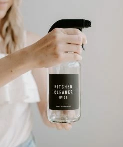 Sweet Water Decor 16oz Clear Glass Kitchen Cleaner Spray Bottle - Black Label