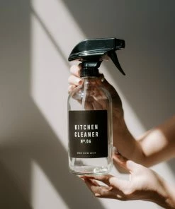 Sweet Water Decor 16oz Clear Glass Kitchen Cleaner Spray Bottle - Black Label