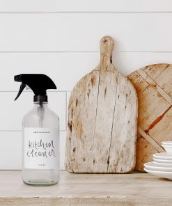 Sweet Water Decor 16oz Clear Glass Kitchen Cleaner Spray Bottle - White Label SPRAY BOTTLES