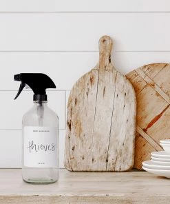 Outlet π Sweet Water Decor SPRAY BOTTLES 16oz Clear Glass Thieves Spray Bottle - White Label π 6 Sweet Water Decor SPRAY BOTTLES 16oz Clear Glass Thieves Spray Bottle - White Label