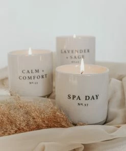 Sweet Water Decor Lavender And Sage Soy Candle - Cream Stoneware Jar - 12 Oz