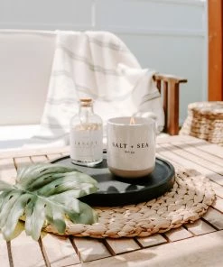 Sweet Water Decor Salt And Sea Soy Candle - Cream Stoneware Jar - 12 Oz CANDLES + REEDS