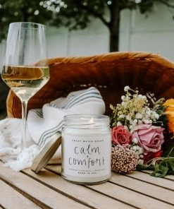 Sweet Water Decor CANDLES + REEDS Calm And Comfort Soy Candle - Clear Jar - 9 Oz