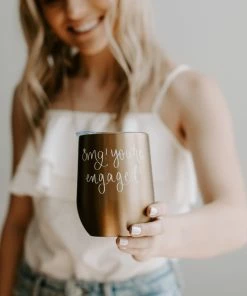 Sweet Water Decor WINE TUMBLERS OMG! You're Engaged! Metal Wine Tumbler