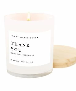 Sweet Water Decor Thank You! Soy Candle - White Jar - 11 Oz