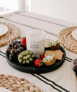Sweet Water Decor Large Black Wood Tray | Round TRAYS + JEWELRY DISHES