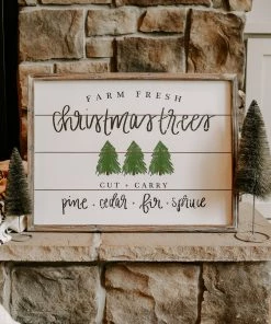 SWEET WATER DECOR Christmas Trees Shiplap Wood Sign 18x24 WOOD + METAL SIGNS