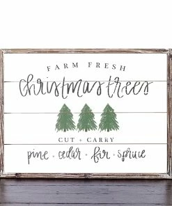 SWEET WATER DECOR Christmas Trees Shiplap Wood Sign 18x24 WOOD + METAL SIGNS