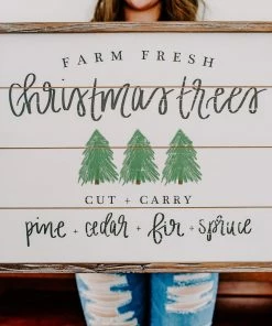SWEET WATER DECOR Christmas Trees Shiplap Wood Sign 18x24 WOOD + METAL SIGNS