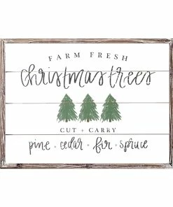 SWEET WATER DECOR Christmas Trees Shiplap Wood Sign 18x24 WOOD + METAL SIGNS