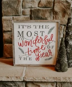 SWEET WATER DECOR It's The Most Wonderful Time Of The Year Wood Sign 18x18 WOOD + METAL SIGNS