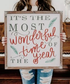 SWEET WATER DECOR It's The Most Wonderful Time Of The Year Wood Sign 18x18 WOOD + METAL SIGNS