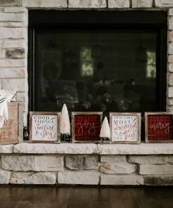 SWEET WATER DECOR WOOD + METAL SIGNS Joy Plaid Wood Sign 8x8