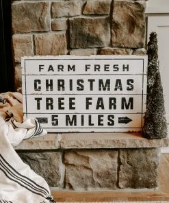 SWEET WATER DECOR WOOD + METAL SIGNS Christmas Tree Farm Shiplap Wood Sign 15 X 24"