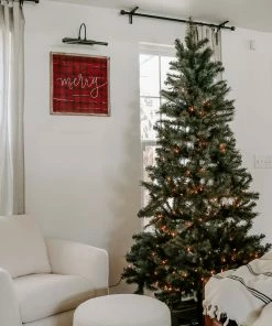 SWEET WATER DECOR Merry Plaid Wood Sign 18x18