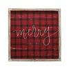 SWEET WATER DECOR Merry Plaid Wood Sign 18x18"