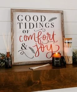 SWEET WATER DECOR WOOD + METAL SIGNS Good Tidings Of Comfort And Joy Wood Sign 18x18