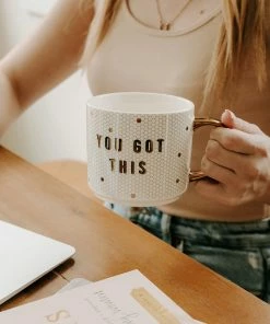 Sweet Water Decor You Got This - White + Gold Honeycomb Tile Coffee Mug