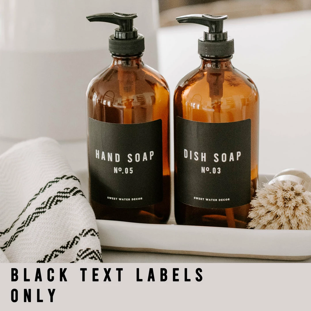 Promo 𧨠Sweet Water Decor SOAP DISPENSERS Black Text Labels For Plastic And Glass Dispensers π 1 Sweet Water Decor SOAP DISPENSERS Black Text Labels For Plastic And Glass Dispensers