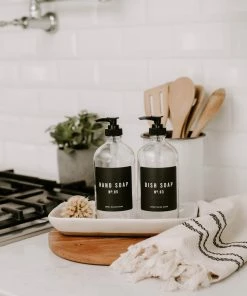 Sweet Water Decor 16oz Clear Glass Countertop Dispenser Set Of 2 - Black Label