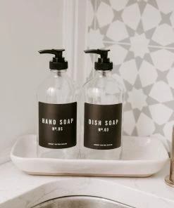 Best Sale π Sweet Water Decor 16oz Clear Glass Countertop Dispenser Set Of 2 - Black Label 𧨠6 Sweet Water Decor 16oz Clear Glass Countertop Dispenser Set Of 2 - Black Label