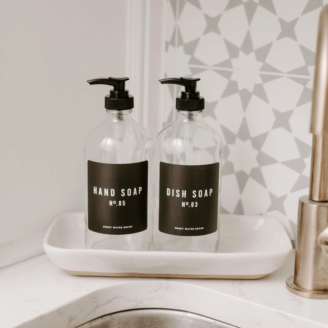 Best Sale π Sweet Water Decor 16oz Clear Glass Countertop Dispenser Set Of 2 - Black Label 𧨠3 Sweet Water Decor 16oz Clear Glass Countertop Dispenser Set Of 2 - Black Label