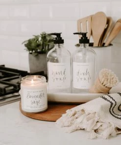 Best Sale π Sweet Water Decor SOAP DISPENSERS 16oz Clear Glass Countertop Dispenser Set Of 2 - White Label π 5 Sweet Water Decor SOAP DISPENSERS 16oz Clear Glass Countertop Dispenser Set Of 2 - White Label