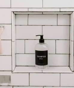 Sweet Water Decor 16oz Clear Plastic Shampoo Dispenser - Black Label SOAP DISPENSERS