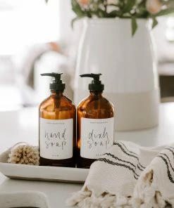 Sweet Water Decor 16oz Amber Glass Countertop Dispenser Set Of 2 - White Label